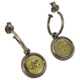 CHANEL Pierce Metal Silver CC Auth 198817