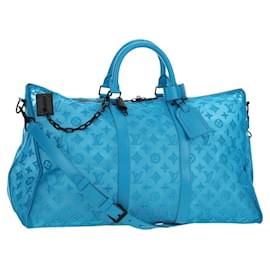 LOUIS VUITTON Monogram Mesh Keepall Triangle 50 Turquoise M45048 Auth 195543SAM