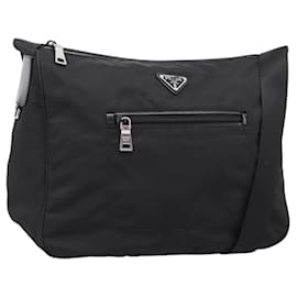 Borsa a tracolla PRADA Nylon Black Silver Auth am12283V