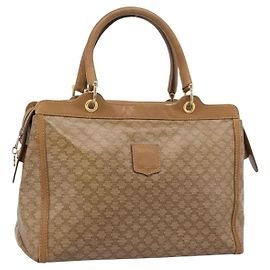 Céline Borsa a mano CELINE Macadam Canvas PVC Beige Gold Auth 197461