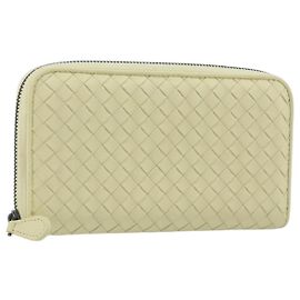 Portafoglio lungo rotondo BOTTEGA VENETA INTRECCIATO in pelle giallo Auth am12344V