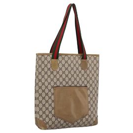 Borsa Tote GUCCI GG Supreme PVC Leather Beige 47 02 4120 Auth ep15688
