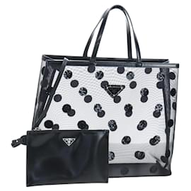 Borsa Tote PRADA a pois in mesh nera autentica BA14815M