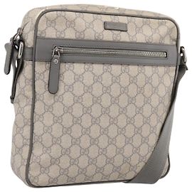 Borsa a tracolla GUCCI GG Supreme PVC Beige Silver 201448 Auth mr2814