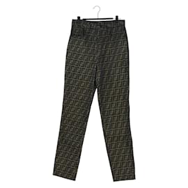 Pantalones FENDI Zucca Canvas XO Black Brown Auth 186981A