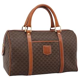 Céline Borsa a mano CELINE Macadam Canvas PVC Leather Brown Gold Auth BA15189A