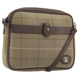 Borsa a tracolla Burberrys Nova Check Canvas Beige Tono Oro Auth BA14774