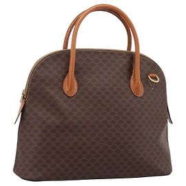 Céline Borsa a mano CELINE Macadam Canvas PVC Leather Brown Gold Auth mr2818