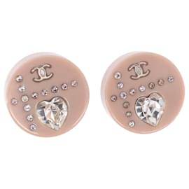 CHANEL Pierce Plastic Pink CC Auth 198812A