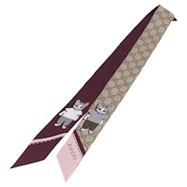 Sciarpa GUCCI GG Canvas Seta Collaborazione Higuchi Yuko Beige Auth 197171M