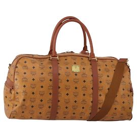 Borsa MCM Logogram Vicetos Mini Boston Bag PVC Leather 2way Brown Gold Auth 196266A