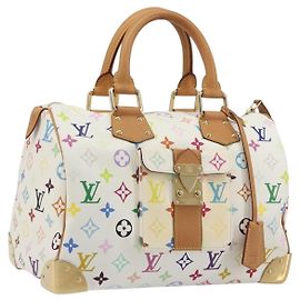 Bolso de mano LOUIS VUITTON Monogram Multicolor Speedy 30 White M92643 LV Auth BA14767V
