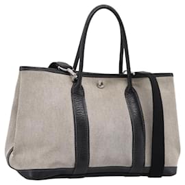 Hermès HERMES Garden Party PM Handtasche Canvas 2way Gray Silver Auth ka5795