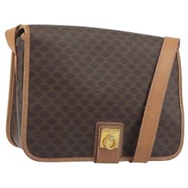Céline Borsa a tracolla CELINE Macadam Canvas PVC Leather Brown Gold Auth 198300