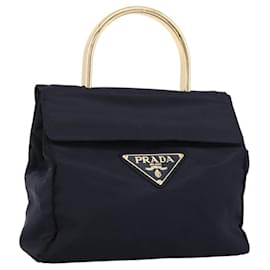 Borsa a mano PRADA Pocono Nylon Navy Gold Auth mr2836