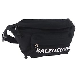Riñonera BALENCIAGA Nylon Negro Plata 533009 Auth 198730A