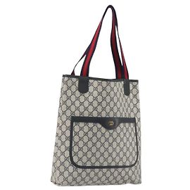 Borsa Tote GUCCI GG Supreme Sherry Line PVC Navy Gold 39 02 003 Auth kk706