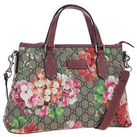 Borsa a mano GUCCI GG Blooms Floral PVC Leather Beige Pink 429019 Auth am12340V