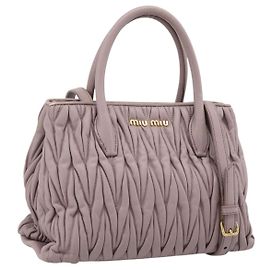 Borsa a mano Miu Miu Matelassé in pelle 2way Grigio Gold Auth 197475A