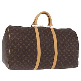LOUIS VUITTON Monogram Keepall 55 Boston Bag M41424 LV Auth 194909SAV