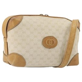 GUCCI Micro GG Supreme Schultertasche PVC Elfenbein Gold 67 01 5294 Auth 196335