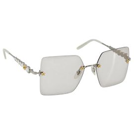 Gafas GUCCI Metal White Silver GG0644S Auth 196630M