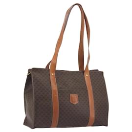 Céline Borsa Tote CELINE Macadam PVC Pelle Marrone Tono Oro Auth BA14854A