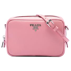 Mini borsa a tracolla Prada Saffiano Lux rosa