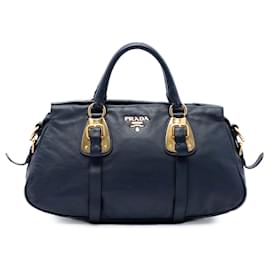 Borsa Shopping Prada in vitello morbido blu