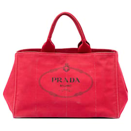 Prada Large Canvas Canapa Logo Tote Satchel rot