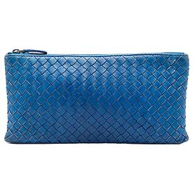 Clutch Bottega Veneta Intrecciato in Nappa blu