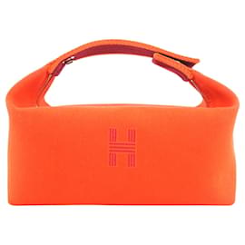 Borsa Vanity Case Hermès Small Toile Bride A Brac Arancione