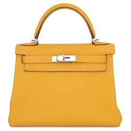 Hermès Borsa Hermes Kelly 28 in pelle Togo Jaune Ambre