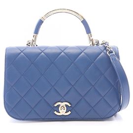 Borsa Chanel Matelassé in pelle d'agnello blu