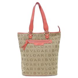 Bulgari Borsa Bvlgari in tela beige e arancione