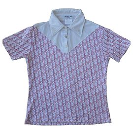 Christian Dior Oblique Monogramm Polohemd Rosa und Weiß