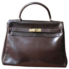 borsa Hermès Kelly 32 in pelle marrone