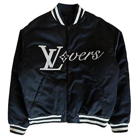 Chaqueta varsity Louis Vuitton "Lovers" negra adornada con strass
