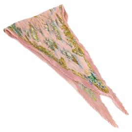 Hermès Bufanda Muffler plisada de seda rosa Hermes