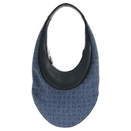 Bulgari Borsa a tracolla Bvlgari in denim blu e pelle