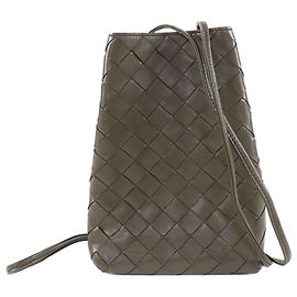 Bolsa Tiracolo Bottega Veneta em Nappa Intrecciato Castanho