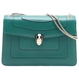 Bulgari Borsa a tracolla Bvlgari Serpenti Forever in pelle di vitello verde Medium