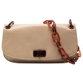 Borsa a tracolla Prada Swing in Nappa Beige con catena in resina
