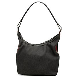 Bolso de hombro Gucci de denim gris con banda Web