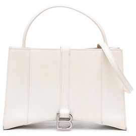 Balenciaga Hourglass East West Tote Klein aus weißem Leder