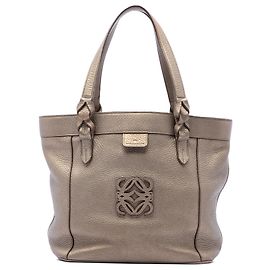 Borsa Tote LOEWE Anagram Fusta in pelle metallizzata marrone