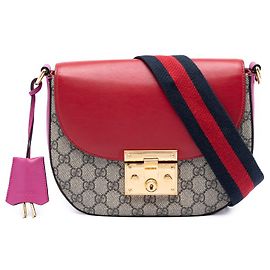 Borsa a Tracolla Gucci Beige GG Supreme Web Padlock