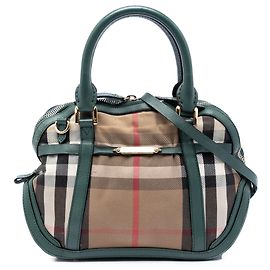 Bolsa Satchel Bridle Orchard Burberry Beige em lona House Check com acabamentos em couro Small