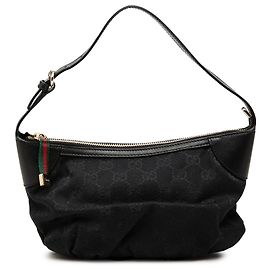Sac à main Gucci en toile GG noire avec bande Web