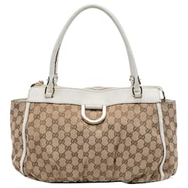 Borsa Tote Gucci Abbey D Ring in tela GG beige